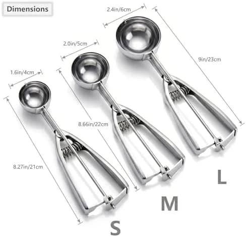 Trigger-Release Scoop Set - 3 Sizes for Ice Cream, Cookie Dough & More