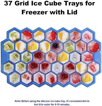 37-Cavity Silicone Ice Cube Tray with Lid – Easy Release, Reusable for Drinks